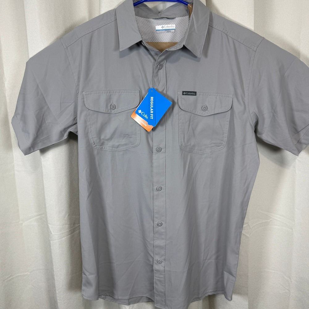 Columbia PFG UtilizerShirt Men Sz Med Gray vented Performance Fishing Outdoor